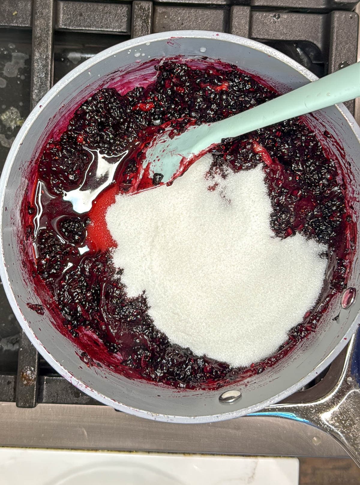 clearjel slurry with blackberries in a saucepan