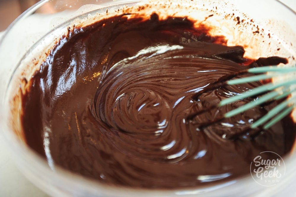 close up of ganache in a bowl
