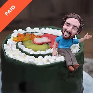 Giant Sushi and Bobblehead Cake