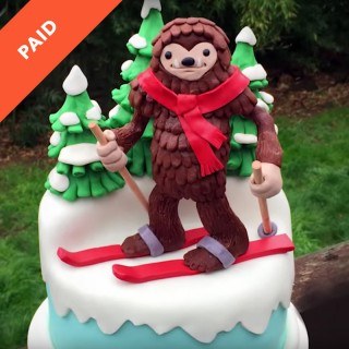 Skiing Sasquatch Cake
