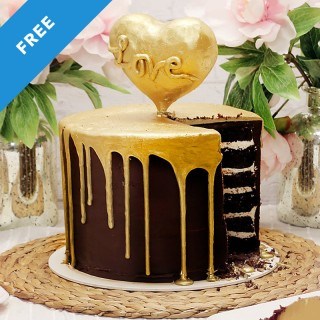 Heart of Gold Drip Cake