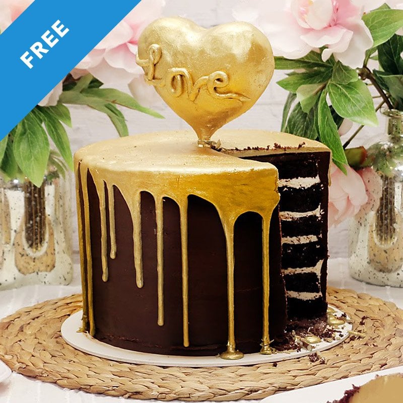 Heart of Gold Drip Cake