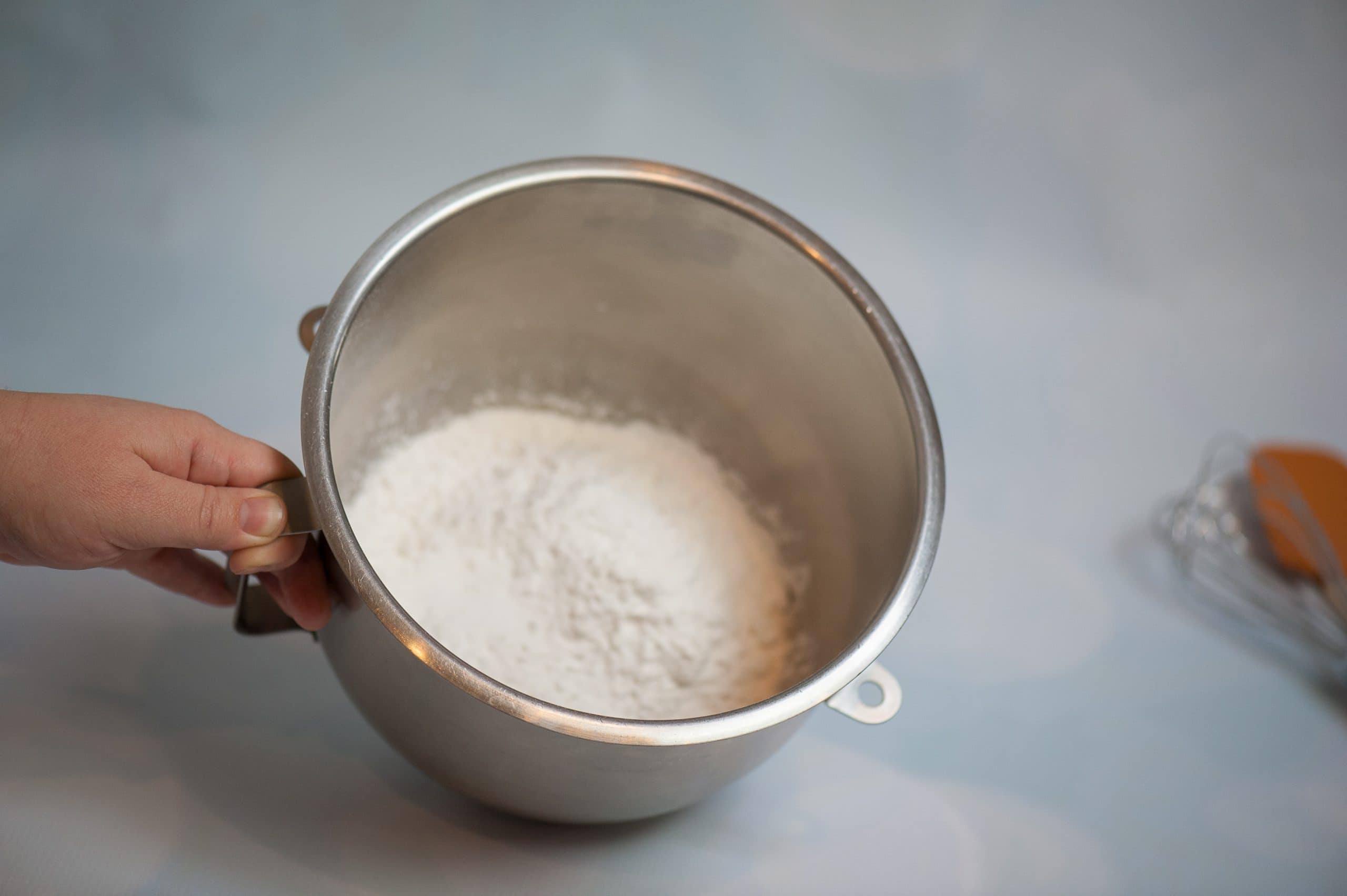 dry ingredients in a stand mixer bowl