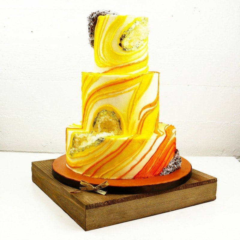 Yellow Buttercream Geode Cake