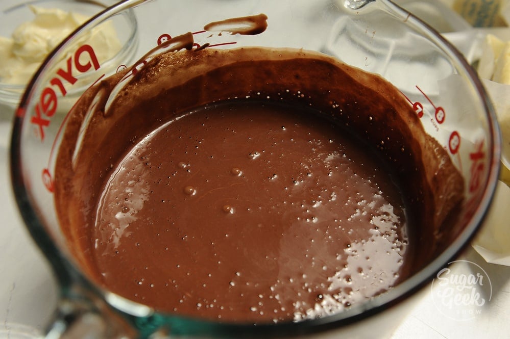 Bowl of chocolate ganache.
