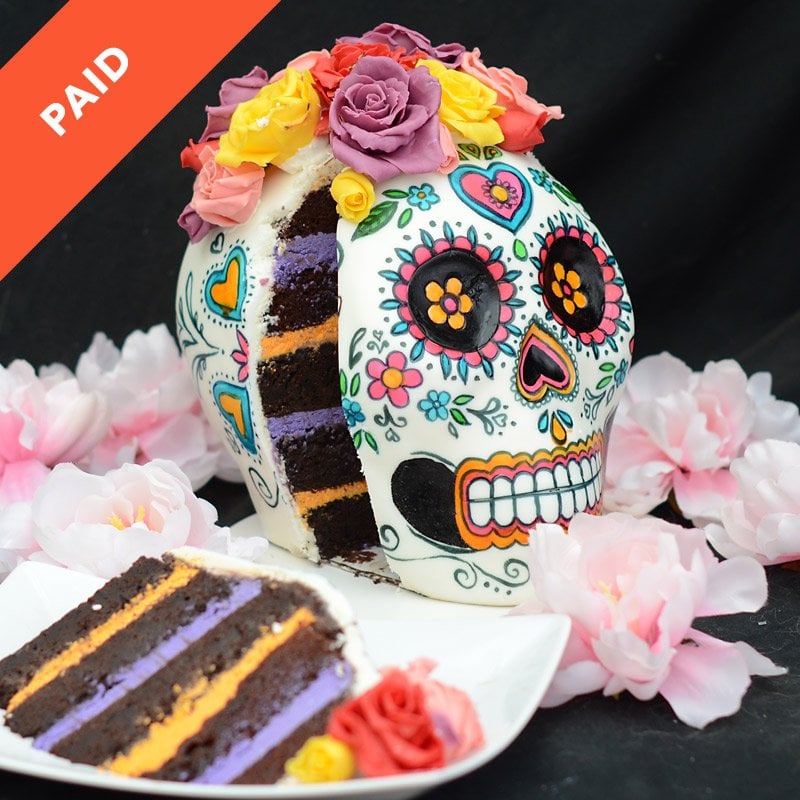 day of the dead dia de los muertos sugar skull with chocolate flowers cake tutorial