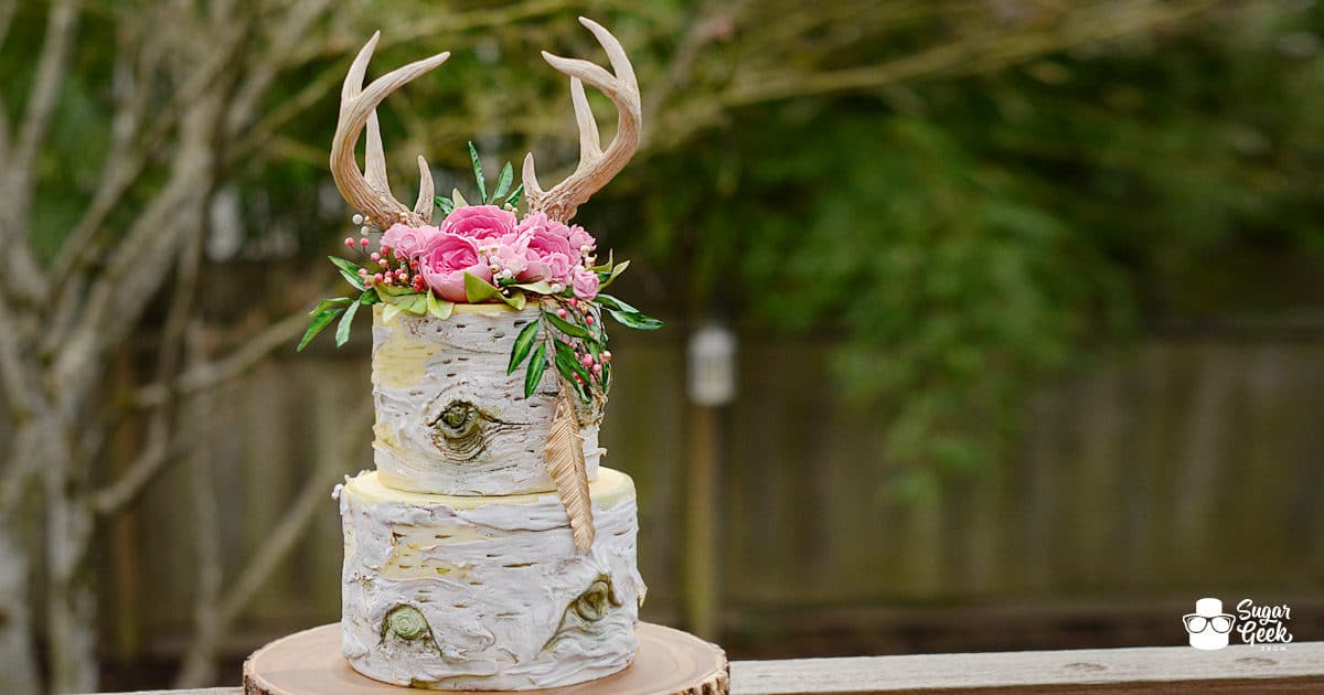 Boho Antler Birch Cake