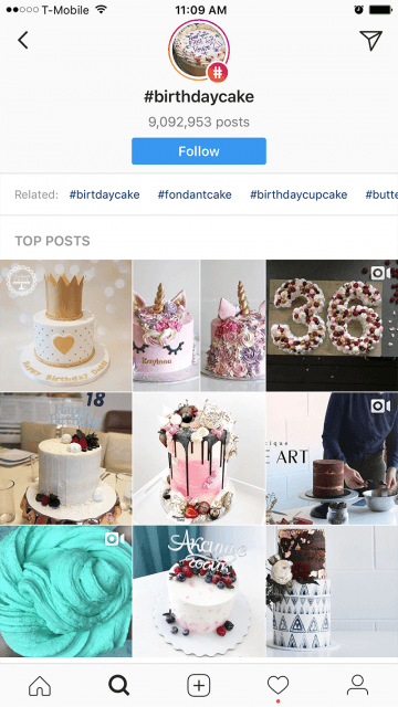 how to research cake hashtags