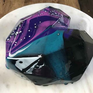 mirror glaze heart galaxy