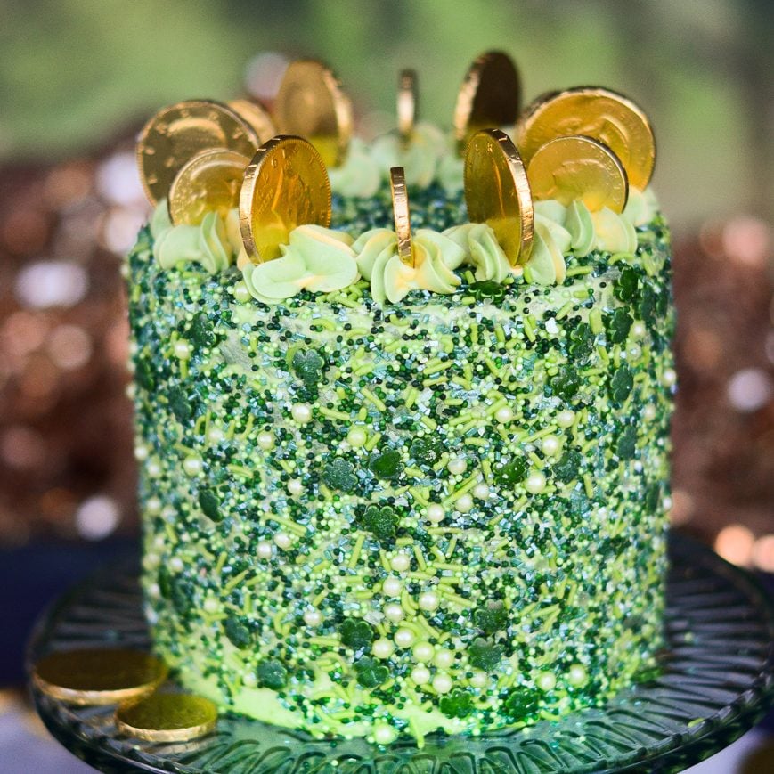 st patricks day cake made with green velvet cake