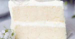 close up of a slice of white cake