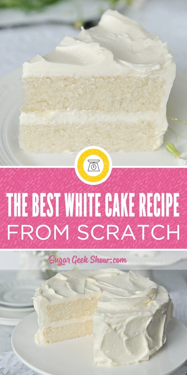 Seriously the best white cake recipe ever made from scratch and from simple ingredients you probably already have in your kitchen. This cake is so simple, I made it with my four year old daughter, Avalon (no my hands are not super tiny, those are my kids). This classic white cake recipe has a little oil to keep it super moist and has a delicious delicate crumb that melts in your mouth. You'll never need another white cake recipe!