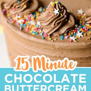 pinterest image for chocolate buttercream frosting recipe