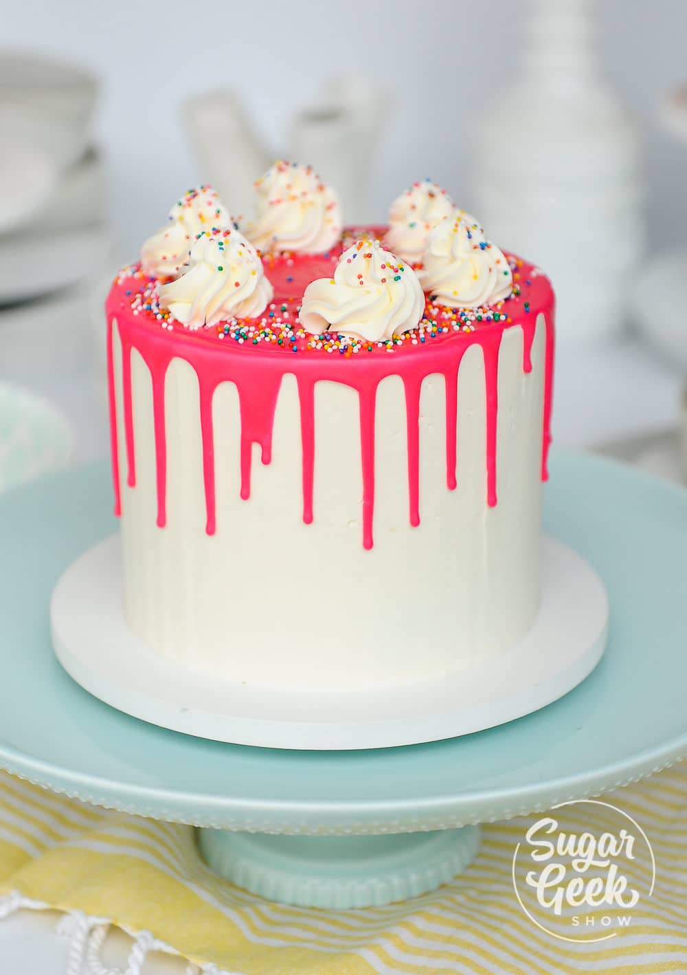 goutte à goutte au chocolat blanc rose