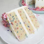closeup of a slice of funfetti cake