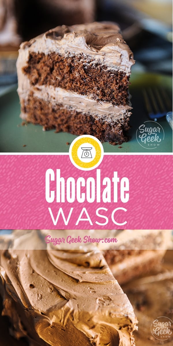 Chocolade WASC is de chocolade versie van ons populaire WASC recept dat met een toevoeging van een paar ingrediënten, uw cake uit een doos bijna net zo zal smaken als een gewone cake. De textuur is licht en luchtig maar toch stevig genoeg om een taart in te snijden of te stapelen voor een bruidstaart.