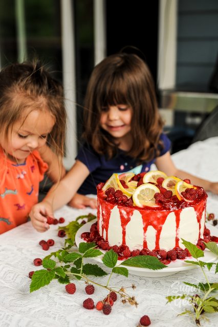 Lemon Raspberry Cake With Raspberry Filling | Sugar Geek Show