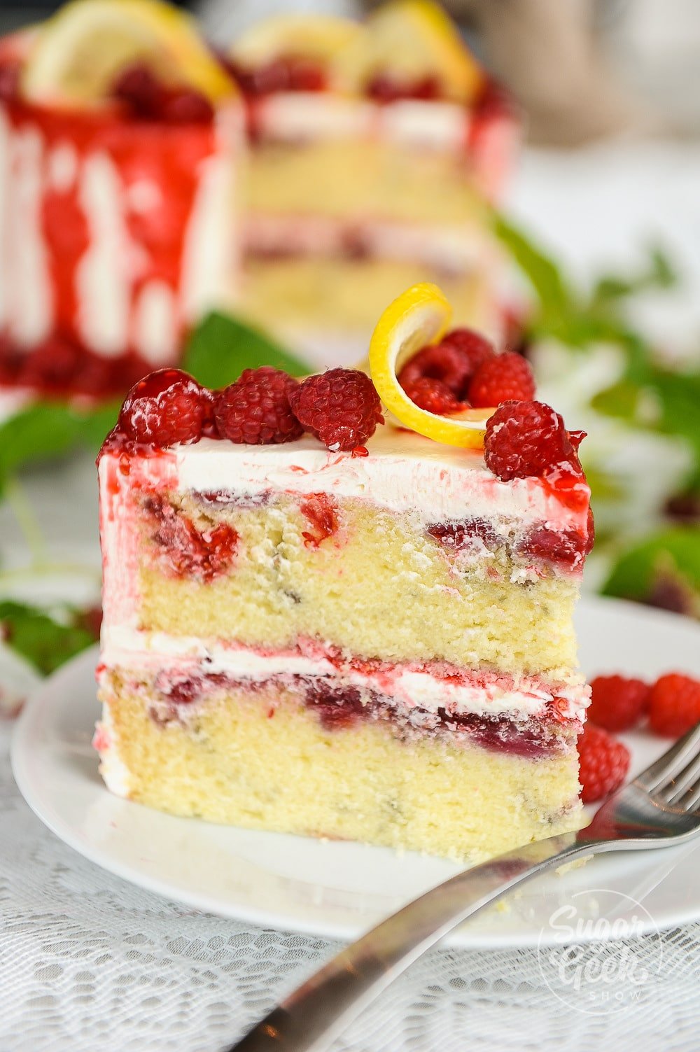 Lemon Raspberry Cake With Raspberry Filling | Sugar Geek Show