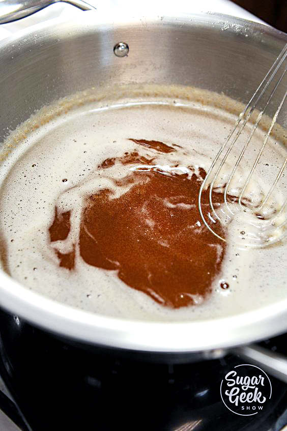 brown butter in saucepan