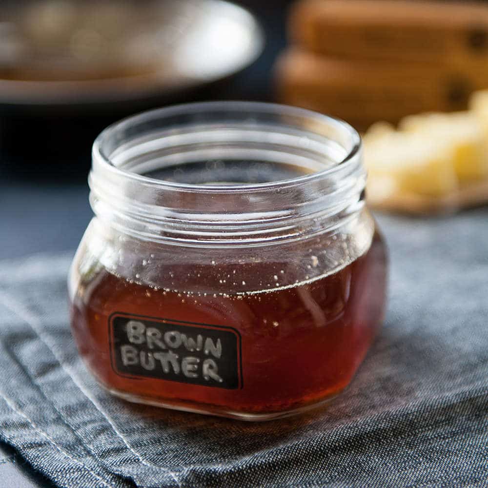 brown butter in a clear jar