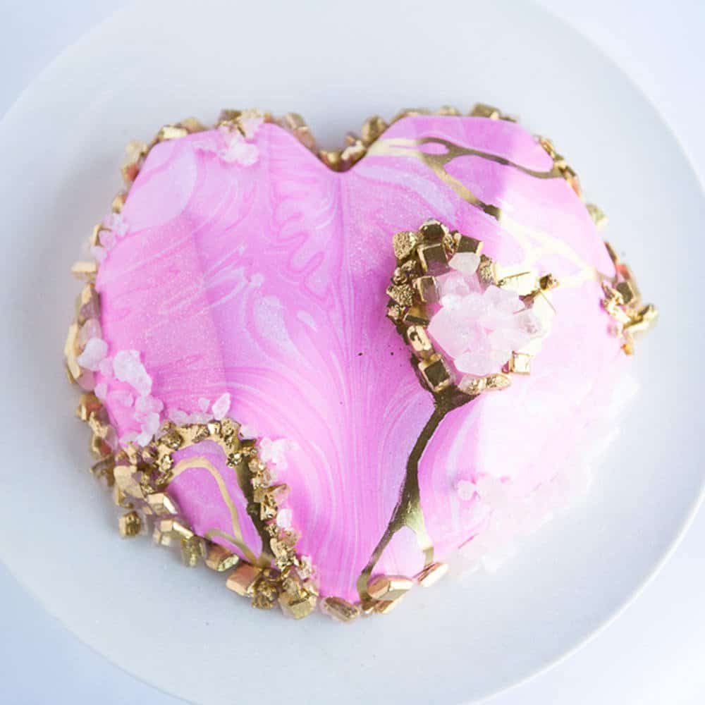 geode mirror glaze cake