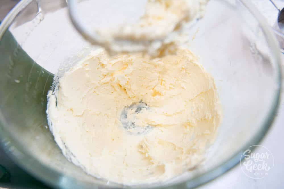 combine together cream cheese and butter until smooth