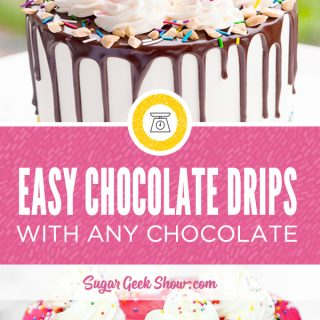 How to make perfect chocolate drips with any kind of chocolate. The best ratios and techniques for perfect drip cakes every time