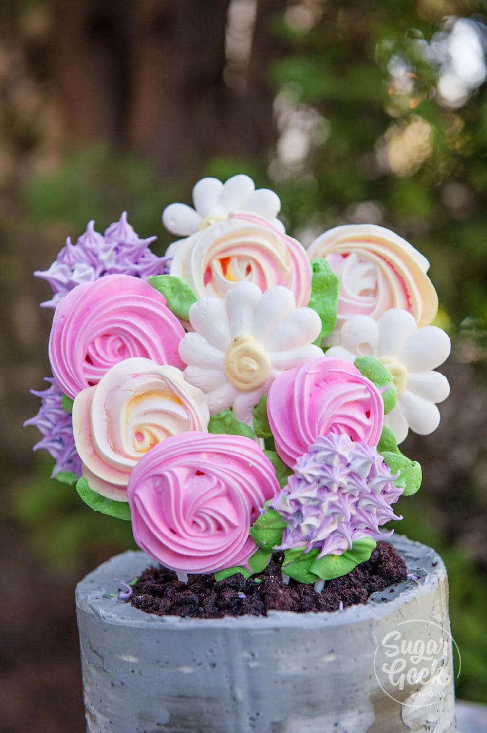 flower meringue pops