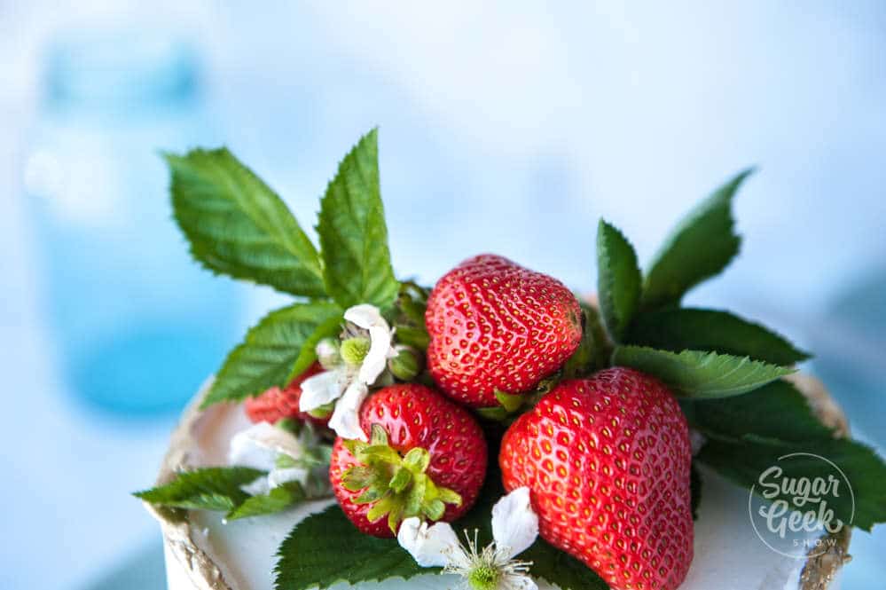 fresh strawberries on cake