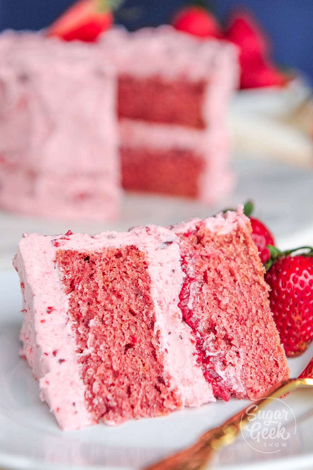 Fresh Strawberry Cake With Strawberry Buttercream | Sugar Geek Show