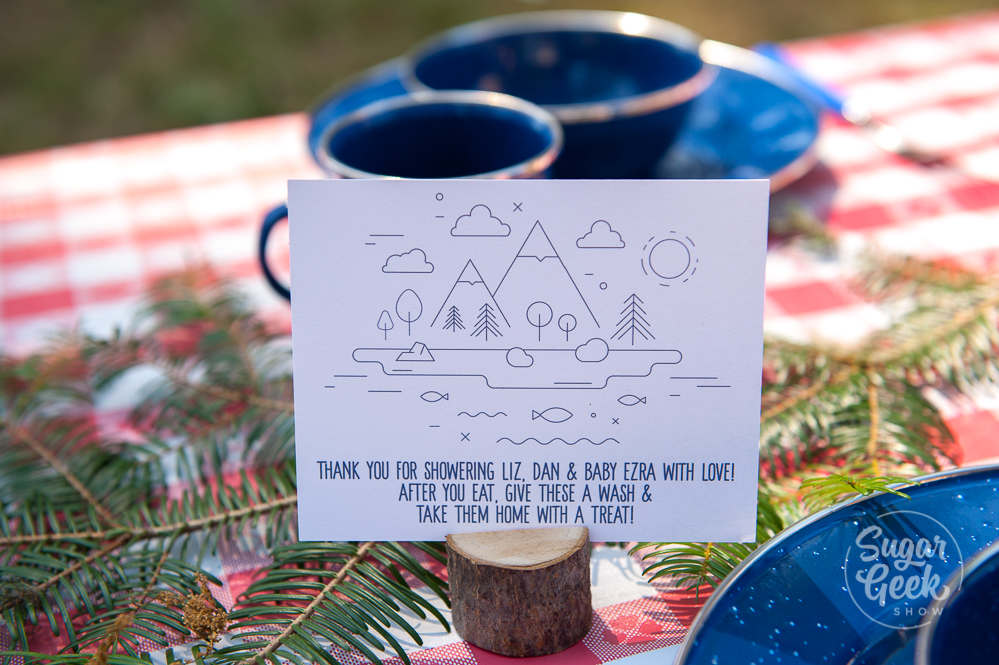 placecard at outdoor baby shower
