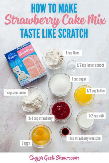 Strawberry Cake Mix Recipe (Doctored Box Mix) | Sugar Geek Show