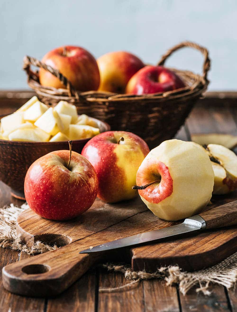 peeling and coring apples for applesauce