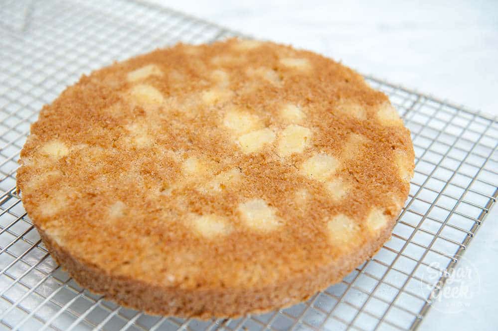 Fresh Apple Cake cooling on a wire rack.