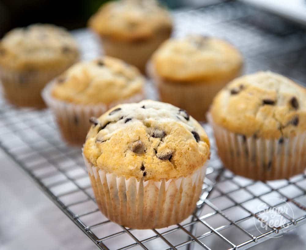bakery style muffins on cooling rack
