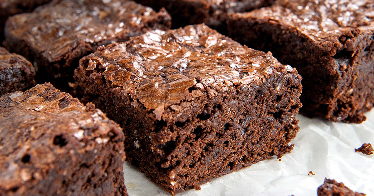 closeup of homemade fudgy brownie