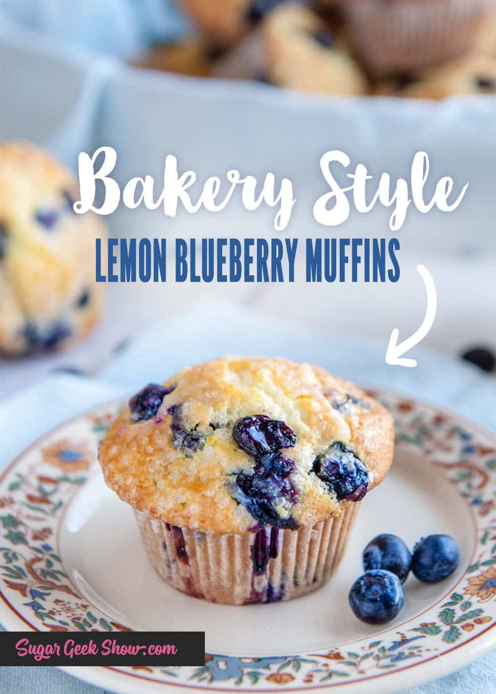 Lemon Blueberry Muffin Recipe (Bakery Style) | Sugar Geek Show