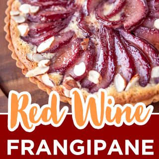 red wine pear frangipane tart