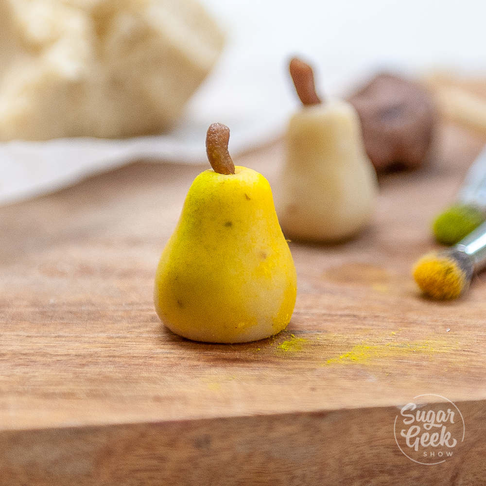 making marzipan pear candy