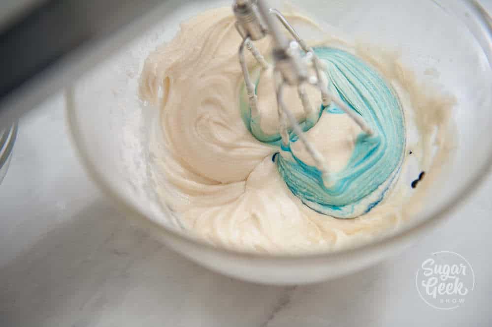 roll cake pattern batter being prepared in a bowl