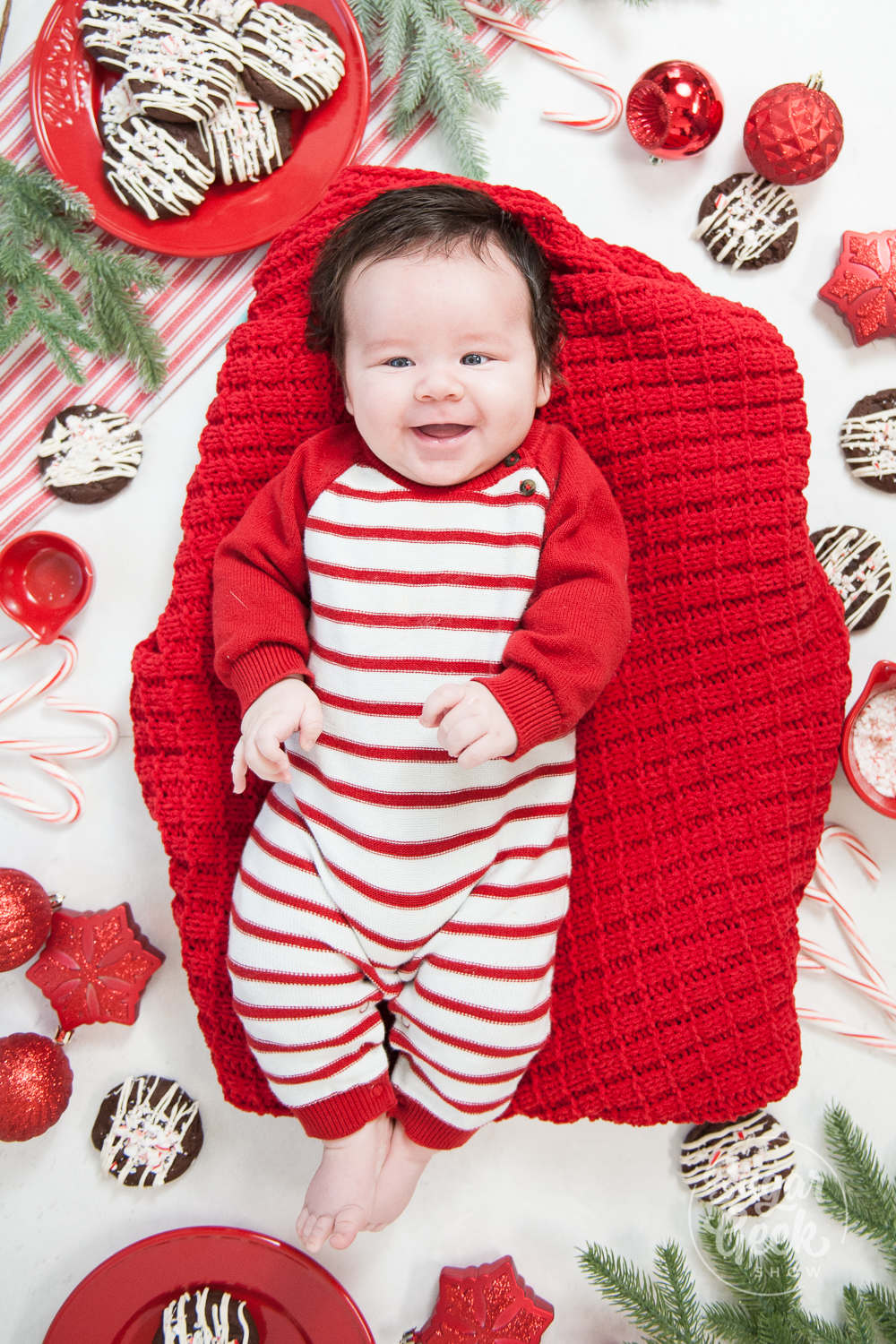 three month old photoshoot with cookies