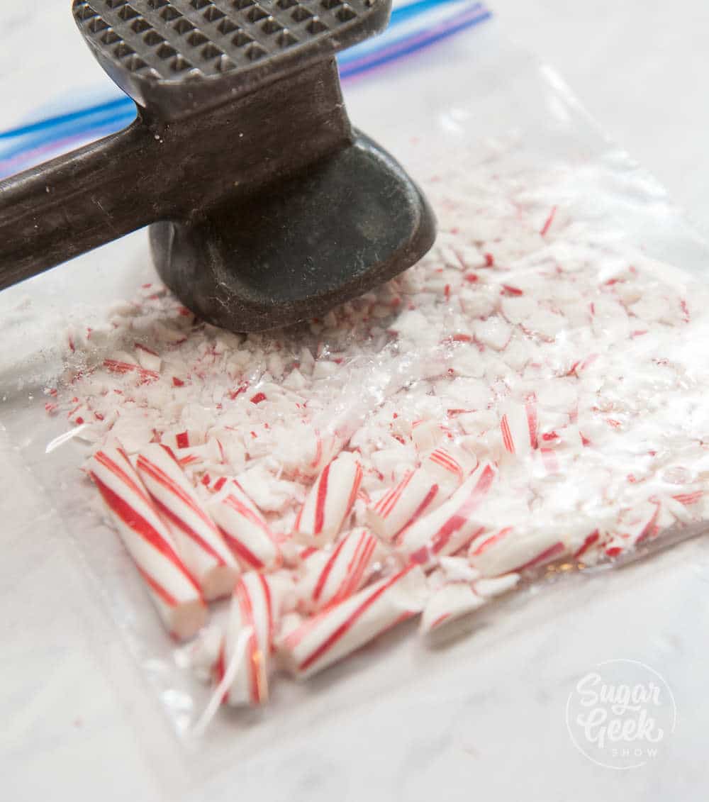 crushed peppermint candy in a sandwich bag