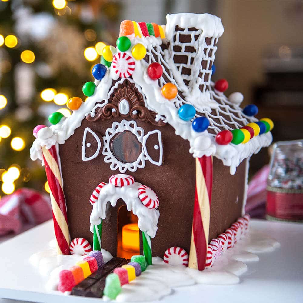 gingerbread house with a curved roof