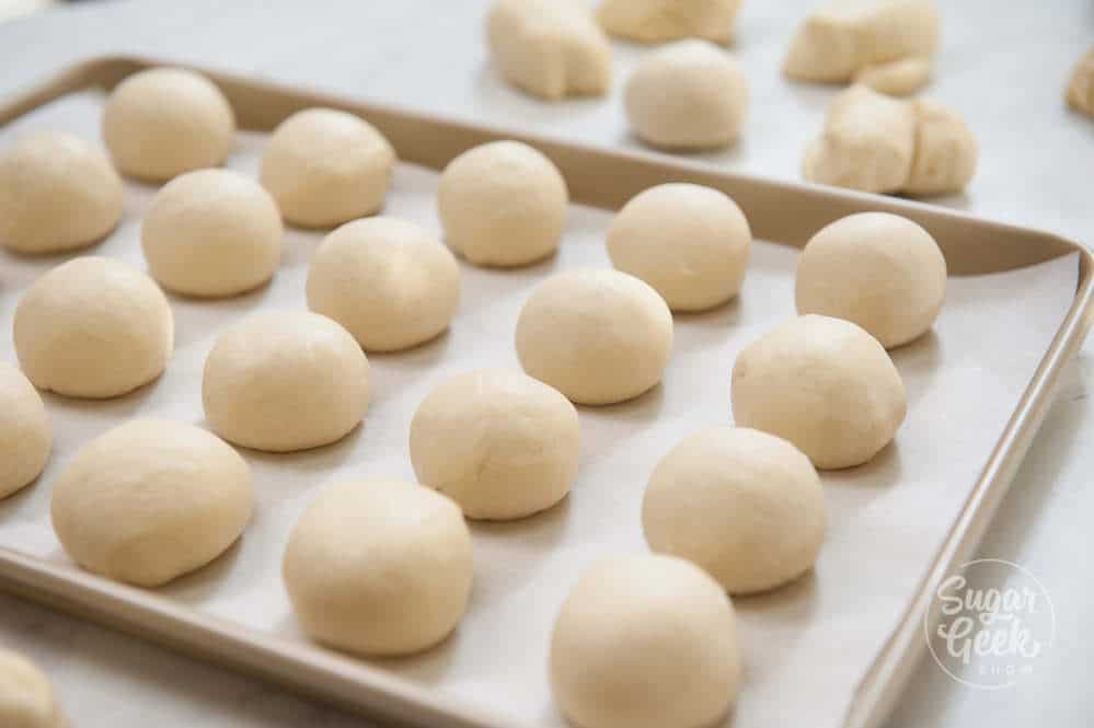 shape dough into balls with seams on the bottom