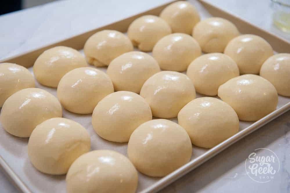 brush rolls with egg wash before baking