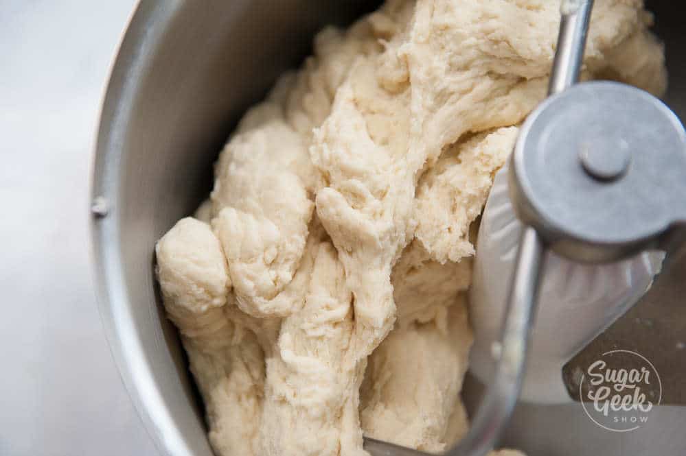 mixing homemade dinner rolls