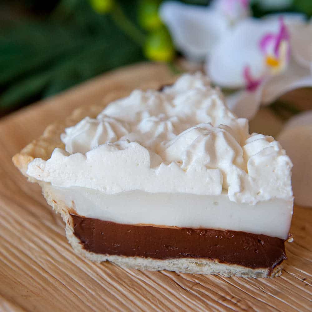 Traditional Chocolate Haupia Pie With