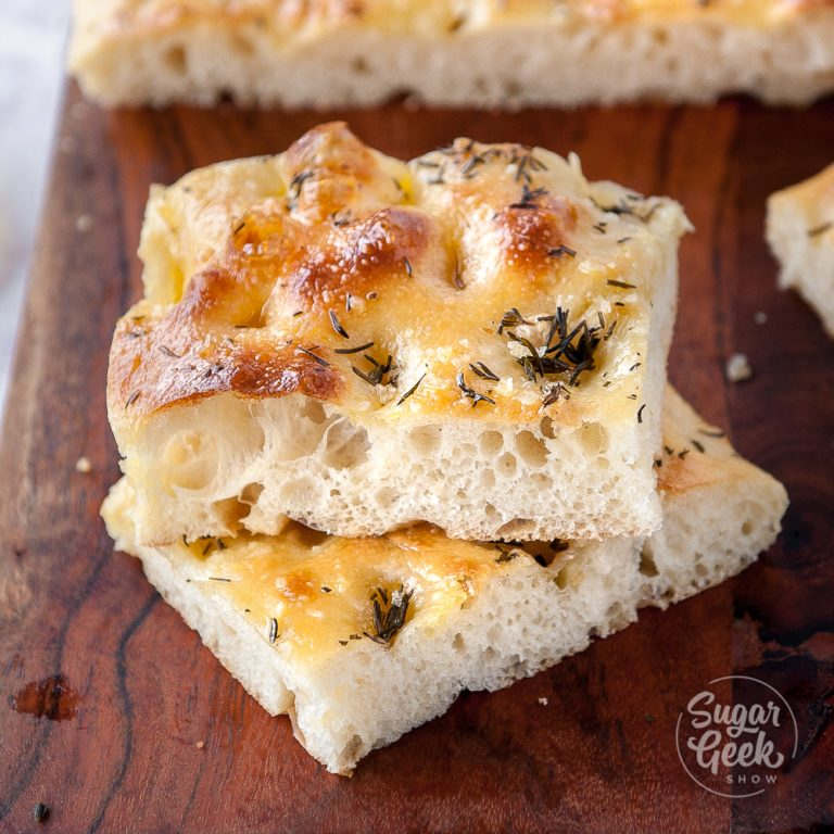 Easy Focaccia Recipe (Rosemary + Seasalt) | Sugar Geek Show