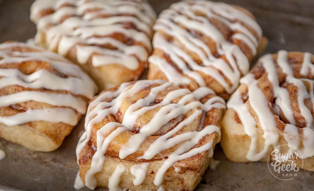 closeup of homemade cinnamon rolls