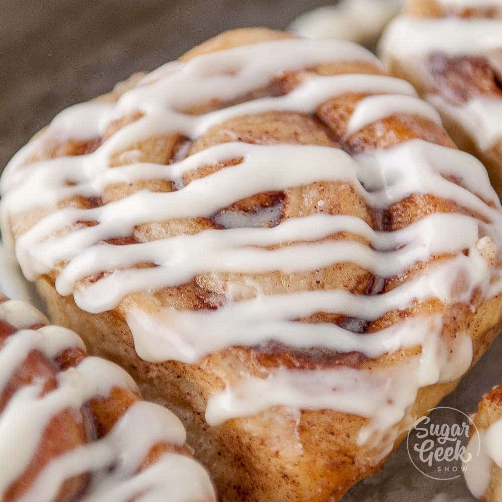 closeup of cinnamon rolls